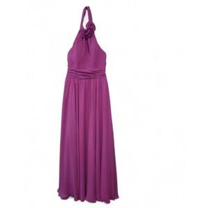 Allure Bridals SZ 10 Halter Dress A Line Wild Berry Purple Pink Chiffon NEW FLAW